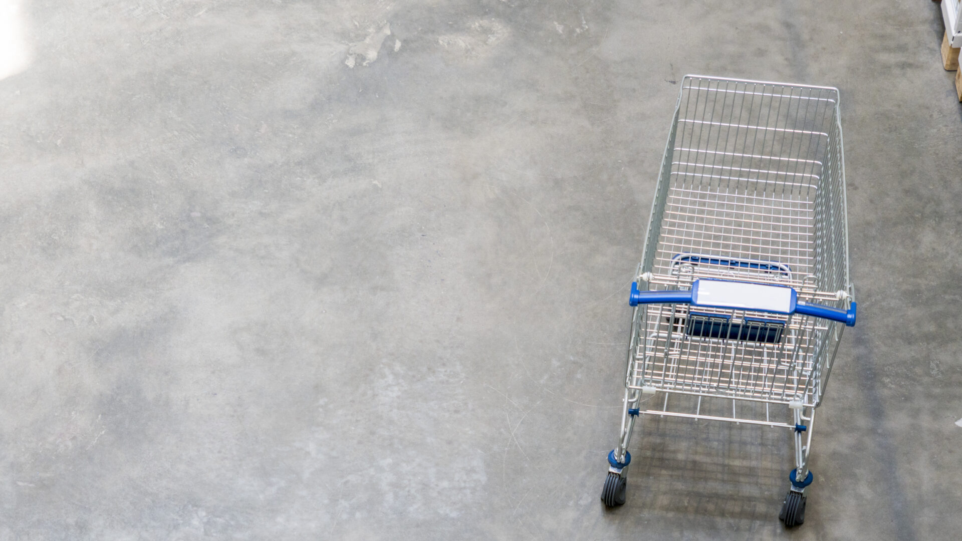 overhead top view of shopping trolley cart at the pedestrian concrete Grocery Store Design and Construction